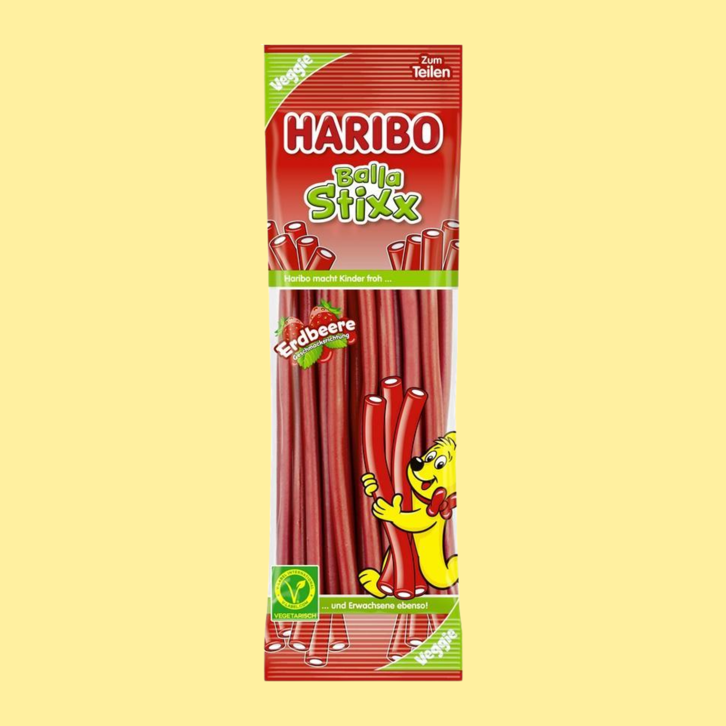 Haribo Balla Balla Stixx Erdbeere 200g – German Gummy Candy – entry49