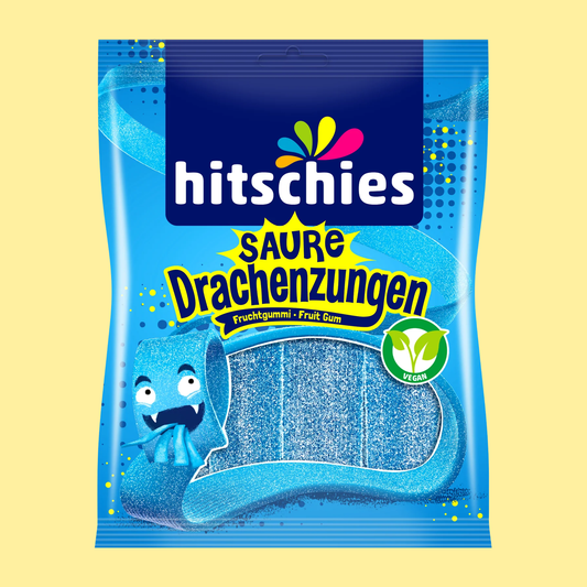 Hitschies Saure Drachenzungen Blau 150g – German Vegan Gummy Candy – entry49