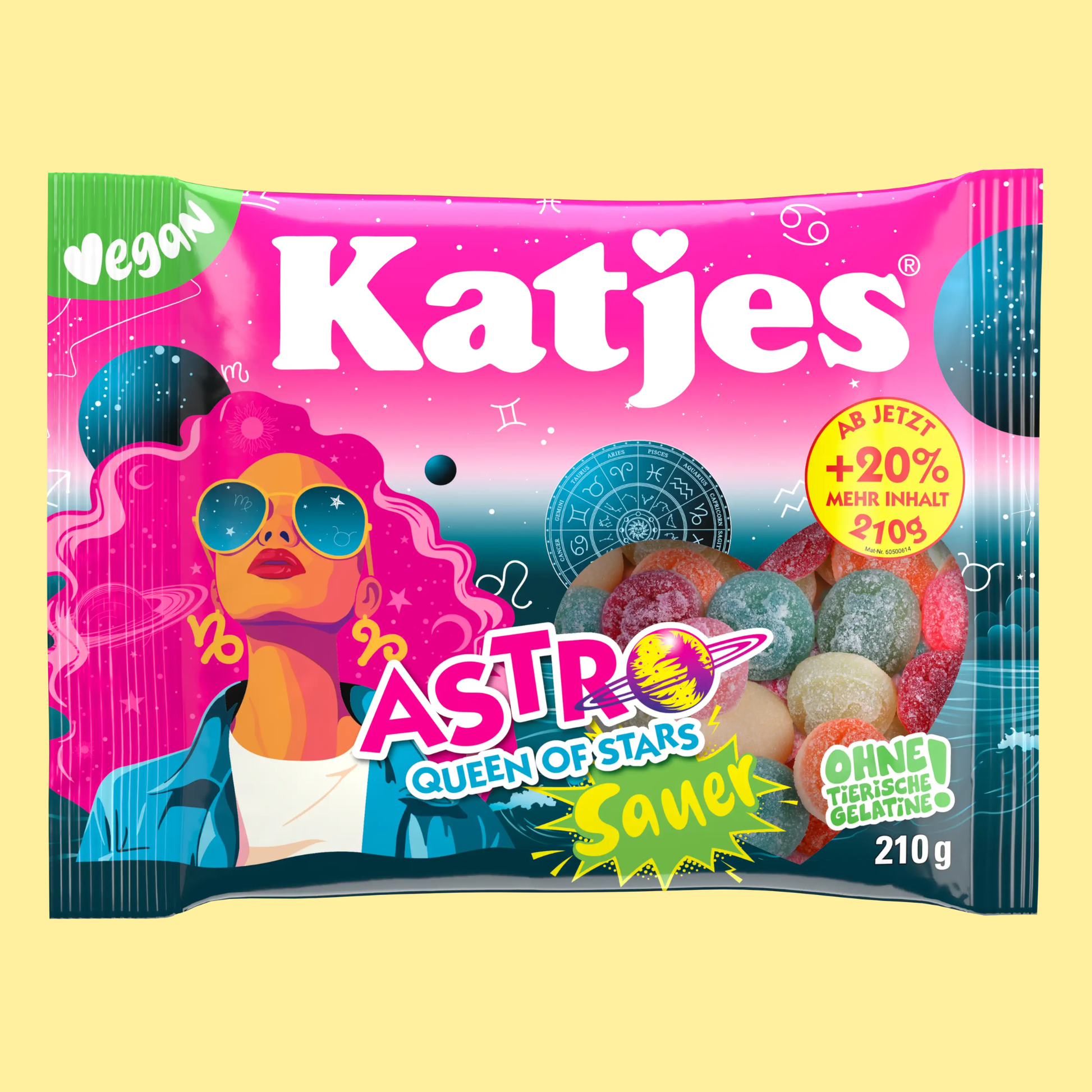 Katjes Astro Queen of Stars Sauer 210g – German Vegan Gummy Candy – entry49