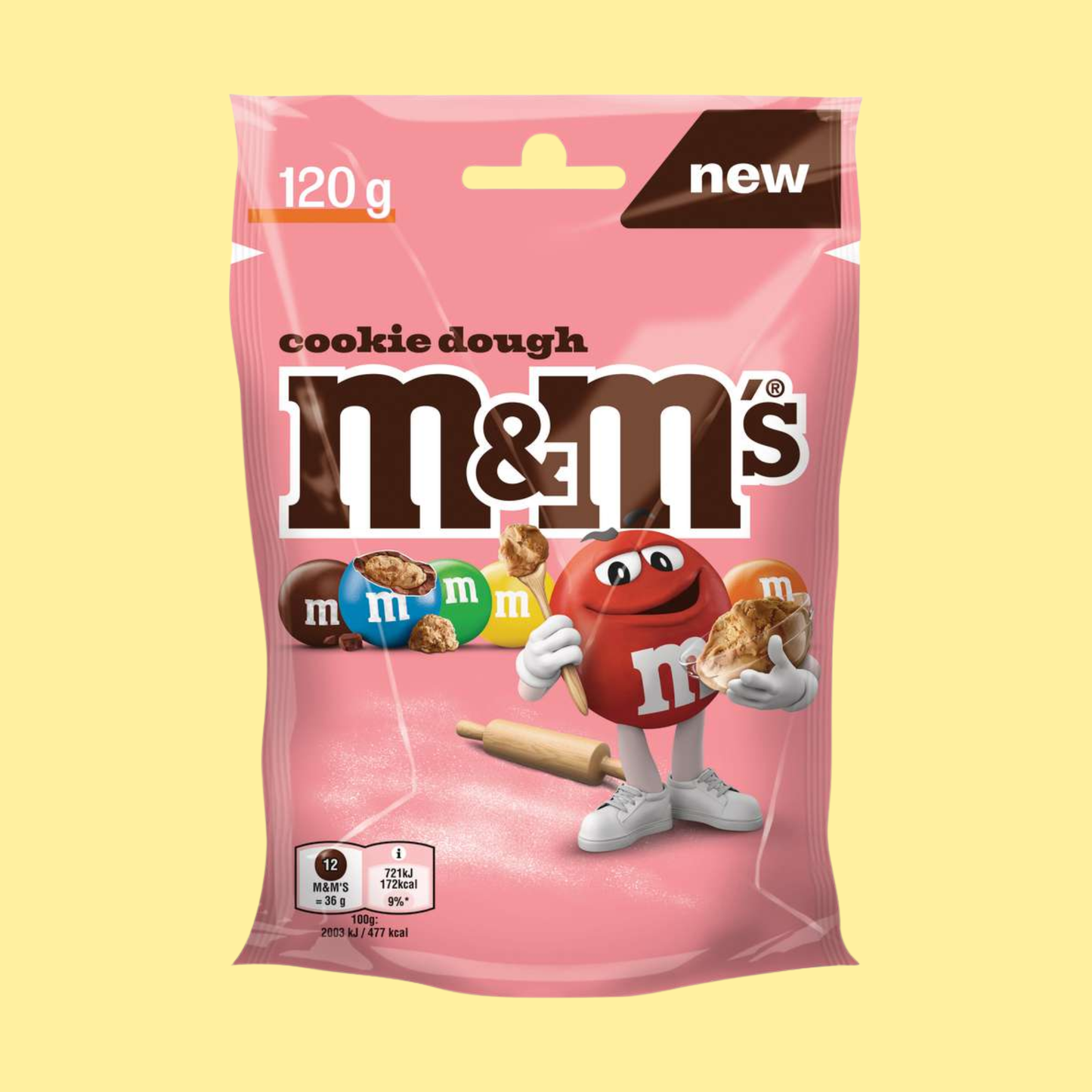 M&M's Cookie Dough chocolate candy 128g – cookie dough style centre in smooth milk chocolate with a colourful candy shell
