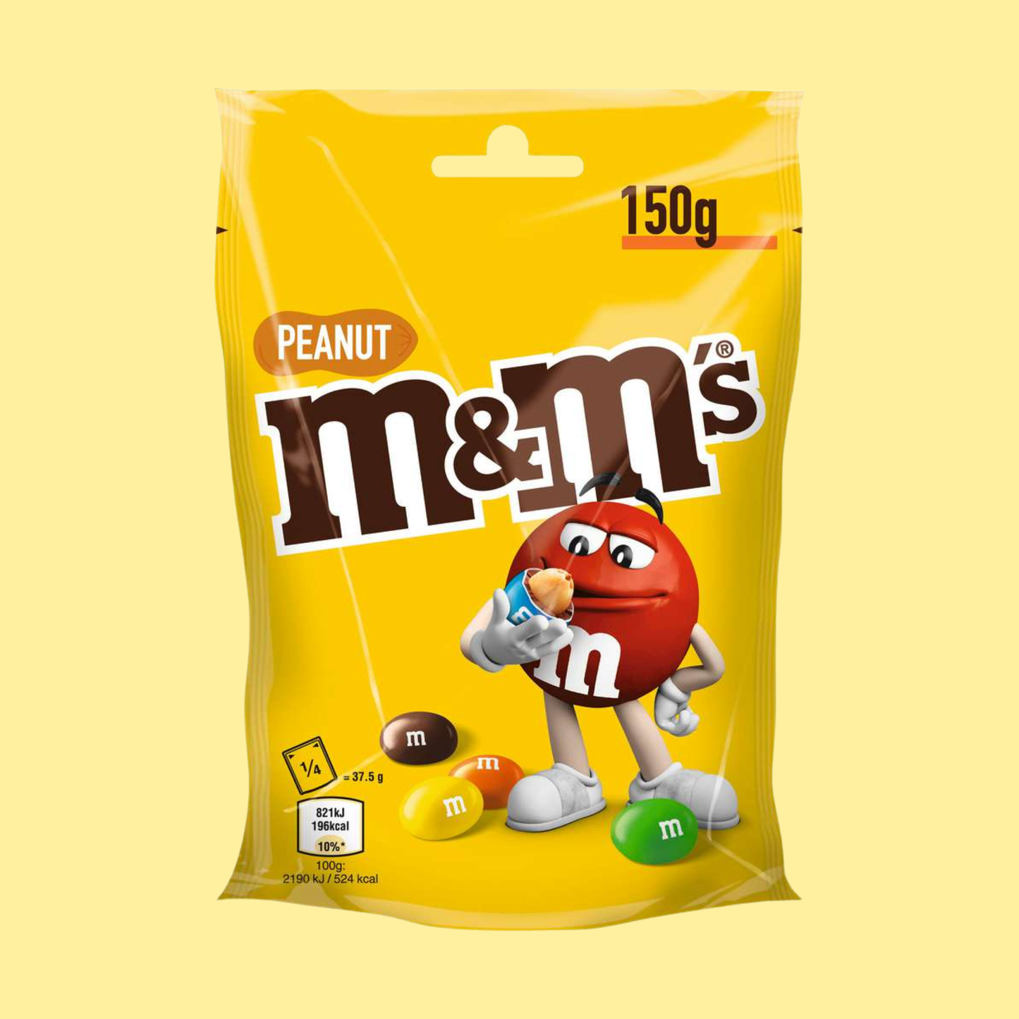 M&M's Peanut chocolate candy 150g – whole roasted peanuts in milk chocolate with a colourful candy shell, a classic snack