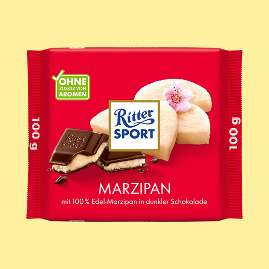 Ritter Sport Marzipan chocolate 100g – dark chocolate with smooth almond marzipan filling in the iconic German square shape
