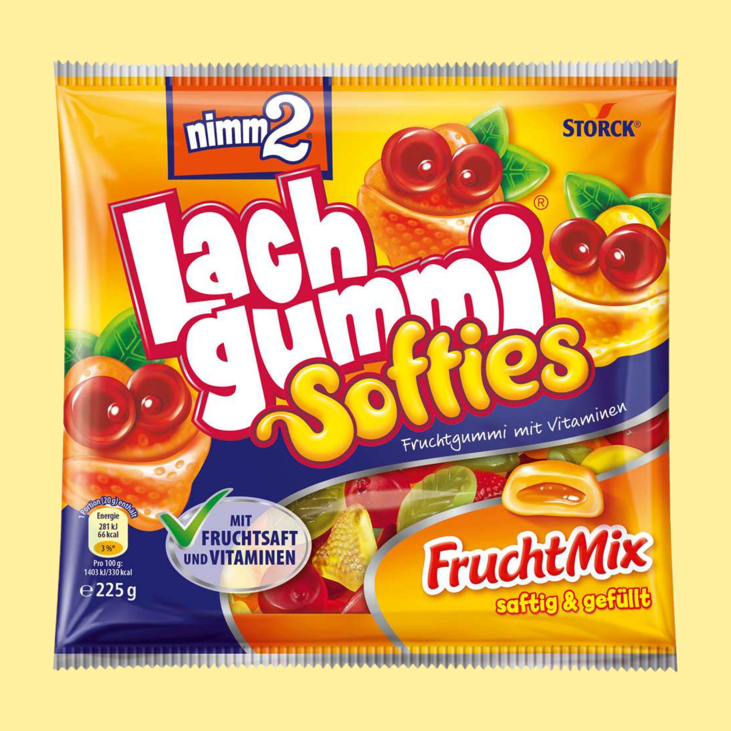 nimm2 Lachgummi Softies Frucht Mix 225g – German Gummy Candy – entry49
